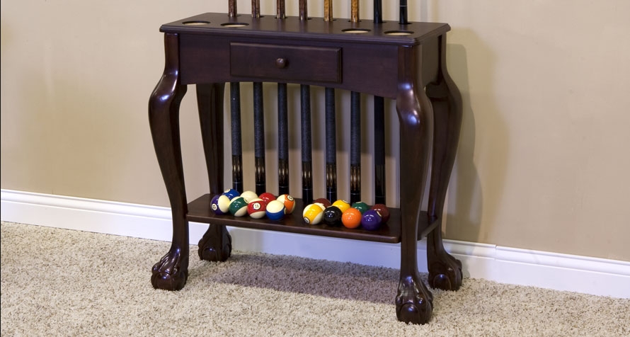 Carved Leg Cue Rack with Drawer