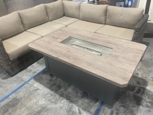 Patio Renaissance Greenville sectional with firepit